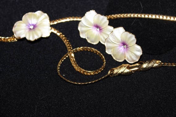 Stunning gold bolo slide necklace with matching c… - image 10