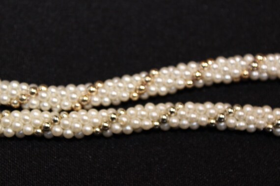 Long flapper style cluster pearl and gold bead ne… - image 8