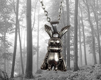 Mothman Necklace: Pewter Cryptid Pendant on Stainless Steel Chain