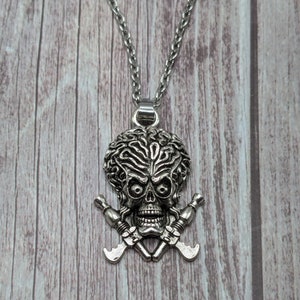 Mars Attack Martian silver plated fine grade pewter necklace