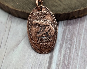 Jurassic Park pressed penny necklace
