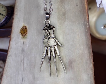 Freddy Krueger Claw silver plated necklace