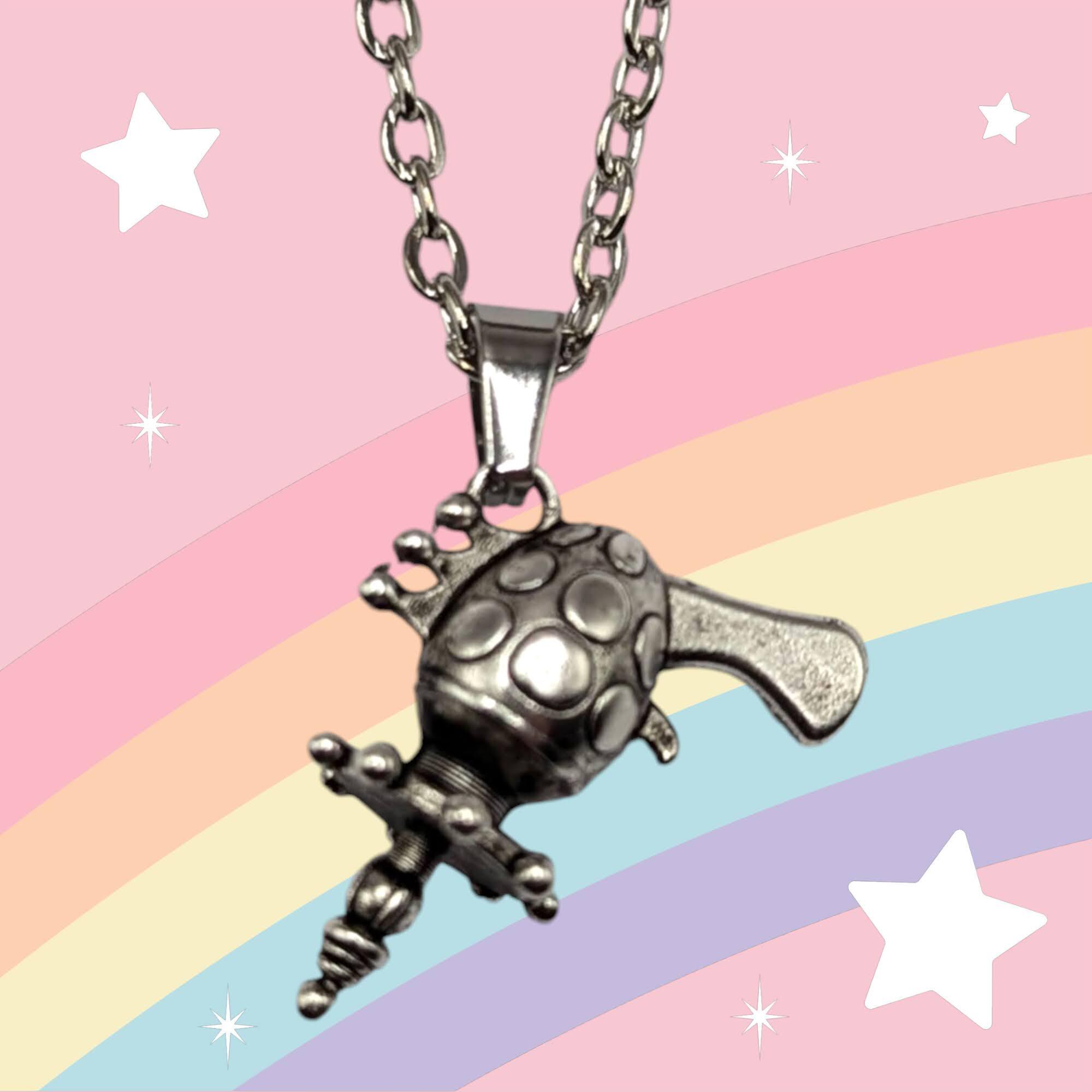 Killer Klown Cotton candy gun silver plated necklace