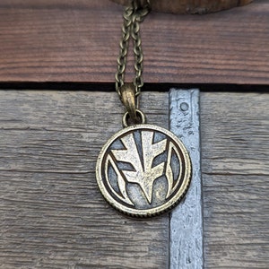 White Tiger Power Rangers Lightning Power Coin Necklace Hand Cast Metal ...
