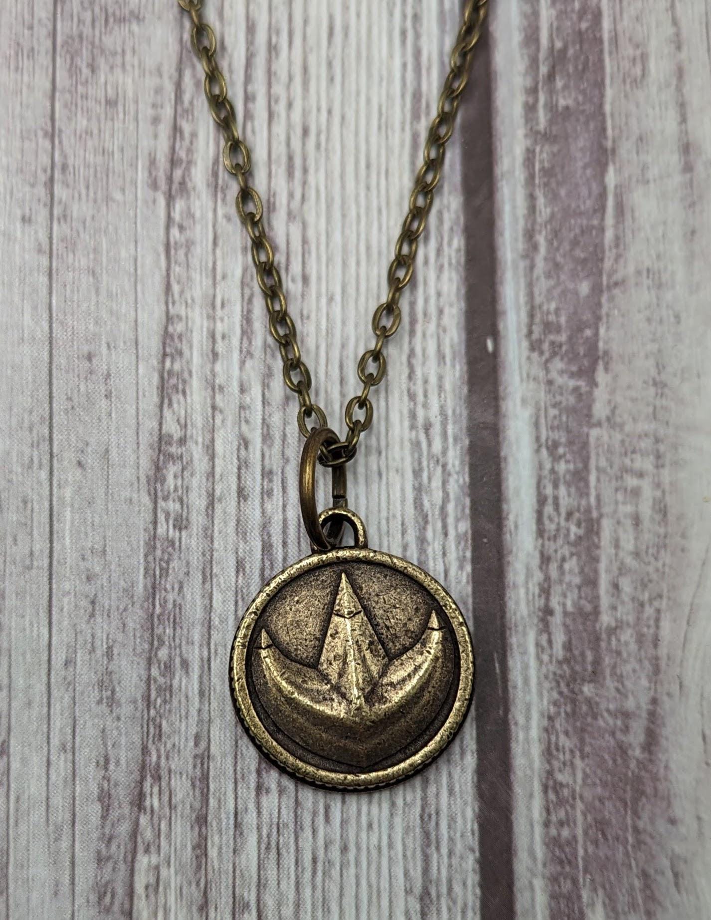 Green Power Rangers Legacy Dragon Coin Necklace Hand Cast Metal
