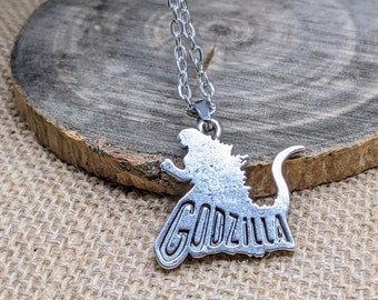 Godzilla silver plated fine grade pewter necklace