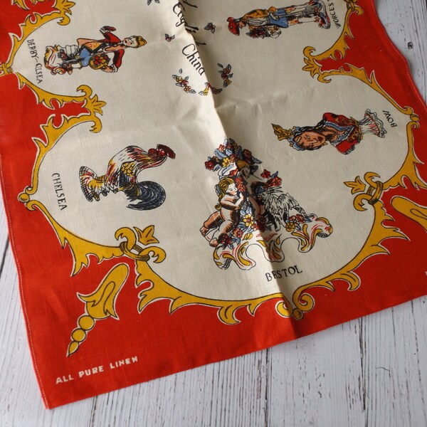 Vintage Tea Towel/ Dish/Hand /Linen Towel/ Made in Ireland/ Old English China/ Margie/ Screen Print/ New Old Stock/ New anestasvintagelinens