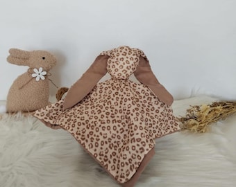 leopard square swaddle rabbit comforter (handmade in France)
