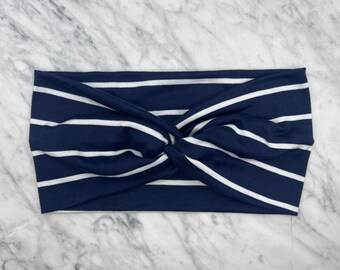 Navy Striped Turban