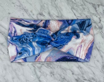 Baby/Toddler Blue & Pink Marble Turban