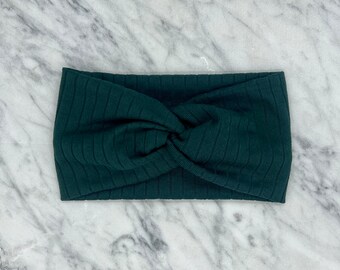 Forest Green Ribbed Turban