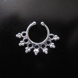 Fake Silver Septum, Tribal Silver fake Septum, Ethnic tribal silver fake septum, Septum for no pierced nose