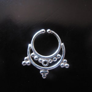 Fake septum 1cm, Fake tribal septum, Fake Septum plain Silver, Tribal Silver fake Septum, Septum for no pierced nose