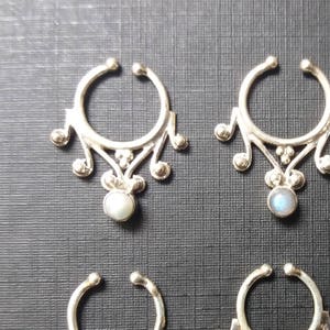 Fake Silver Septum, Tribal Silver fake Septum, Ethnic tribal silver fake septum, Septum for no pierced nose