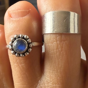 Anello per dito del piede in argento con pietra di luna, anello per la parte superiore del dito in argento con pietra di luna, anello in argento con pietra di luna