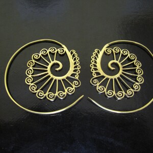 Brass Earrings, Brass Tribal Earrings, Tribal Earrings , Earrings, belly dance, spiral earrings image 5