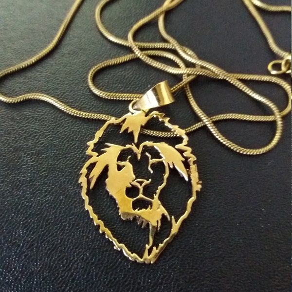 Lion Pendant Brass, Rasta Lion Pendant, Lion King Pendant