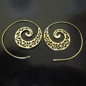 Brass Earrings, Brass Tribal Earrings, Tribal Earrings , Earrings, spiral earrings