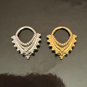 Septum clicker stainless steel 316L, septum 4 lines,  Tribal Septum clicker,  Ethnic tribal silver septum; Nose piercing, Body jewelry