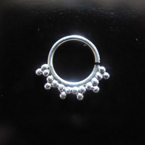 Silver Septum, Daith Piercing, Septum Ring, Tribal Sterling septum, Septum plain Silver, Tribal Silver septum, Septum for pierced nose image 2