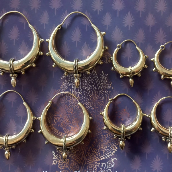 Brass Hoop Earrings, Brass Tribal Earrings, Tribal Earrings , Earrings, belly dance Earrings, Ethnic Earrings, Hoop Earrings