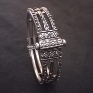 3 rows Silver Bracelet , Tribal silver Bracelet, Ethnic Bracelet, Tribal silver bracelet, Bangle, tribal silver antique style