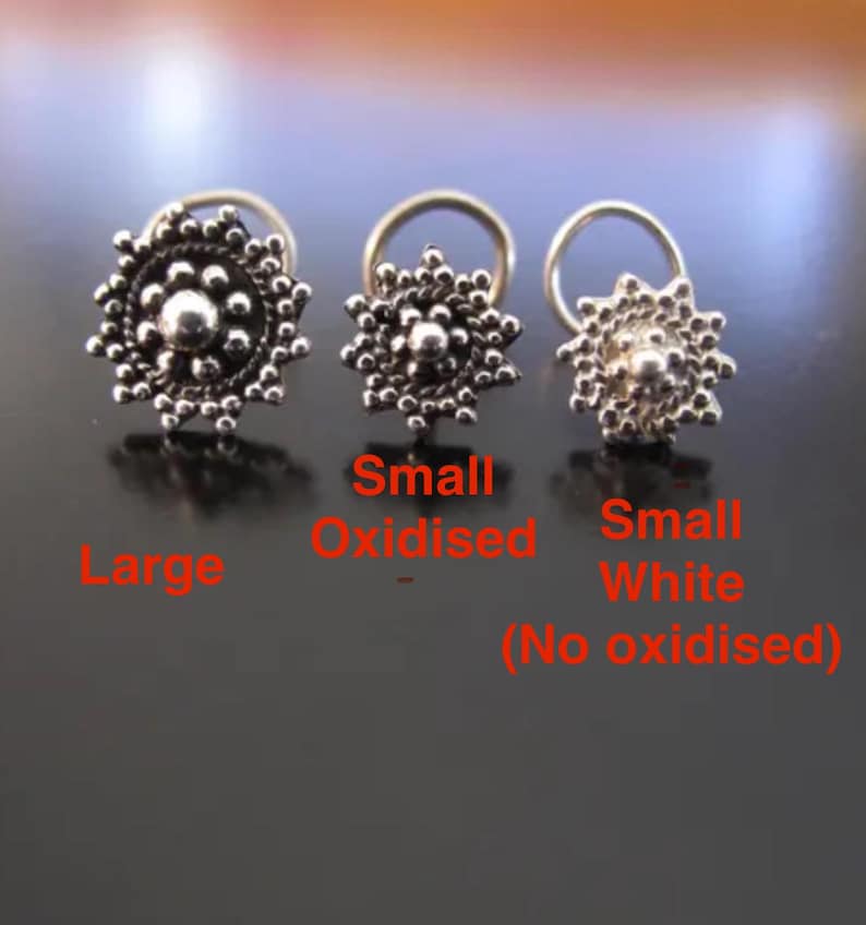 Silver Nose Ring, Nose Stud, Nose pin, Nose Ring, Indian Nose Ring,Nose Jewelry;Nose Piercing,Boho nose Jewelry,Tribal Nose Stud image 2