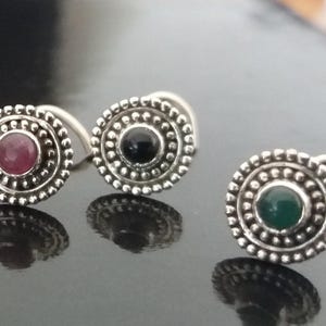 Black onyx Nose stud, Pink Ruby Silver Nose Ring,Indian Nose stud ,Gypsy Nose Stud,Nose Jewelry;Nose Piercing,Boho Jewelry,Tribal Nose Stud
