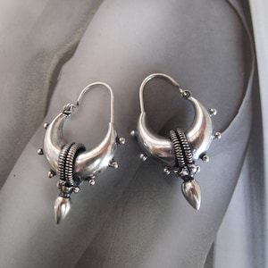 Silver plated Earrings, Tribal Earring, Ethnic Earrings, Hoop Earrings, Yoga earrings, Indian Earrings, Belly Dance Earrings