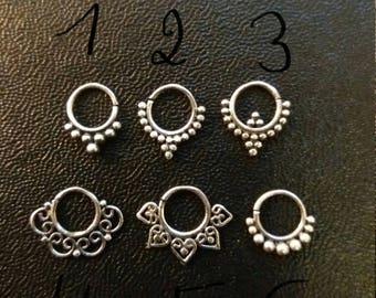 Tiny septum, Helix Piercing, Silver Helix, Tragus ring, Tiny ring, Septum, Tribal helix, Ethnic helix, Helix ring, Helix hoop, Helix earring