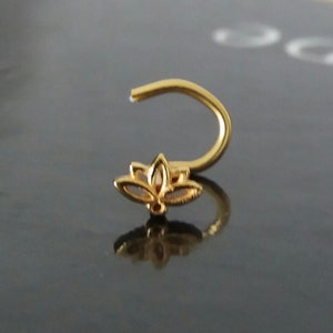 Gold plated Lotus Flower Nose stud,Flower Gold plated Nose stud, Gold plated Nose stud, Gold plated nose jewelry, Gold plated boho jewelry