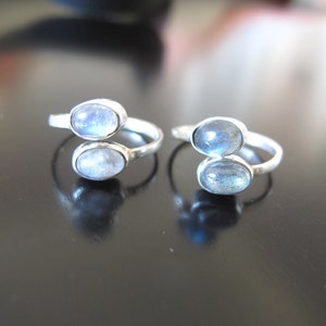 Moon Stone Silver Toe Ring, Silver toe ring, adjustable toe ring, Tribal toe ring image 3