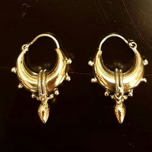 Brass Earrings, Brass Tribal Earrings, Tribal Earrings , Earrings, belly dance Earrings, Ethnic Earrings, Hoop Earrings
