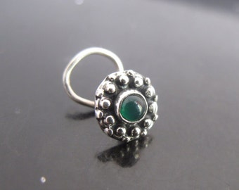 Green Onyx Sterling Silver Nose Stud: Indian Boho Nose Jewelry