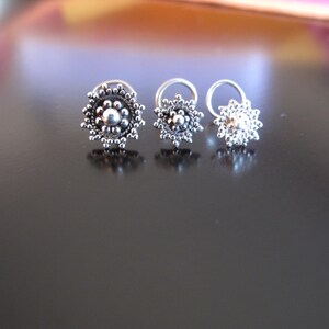 Silver Nose Ring, Nose Stud, Nose pin, Nose Ring, Indian Nose Ring,Nose Jewelry;Nose Piercing,Boho nose Jewelry,Tribal Nose Stud image 4