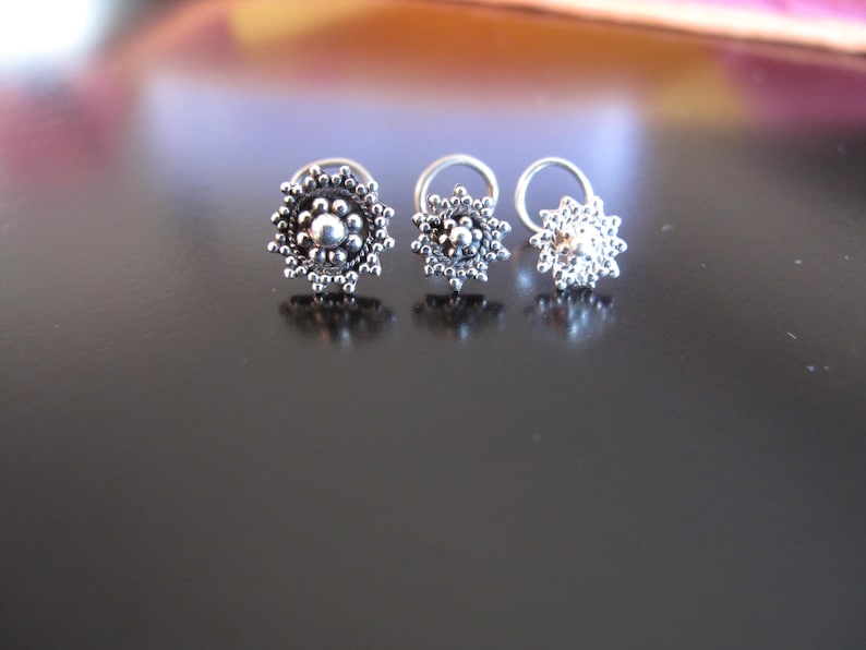 Silver Nose Ring, Nose Stud, Nose pin, Nose Ring, Indian Nose Ring,Nose Jewelry;Nose Piercing,Boho nose Jewelry,Tribal Nose Stud image 4