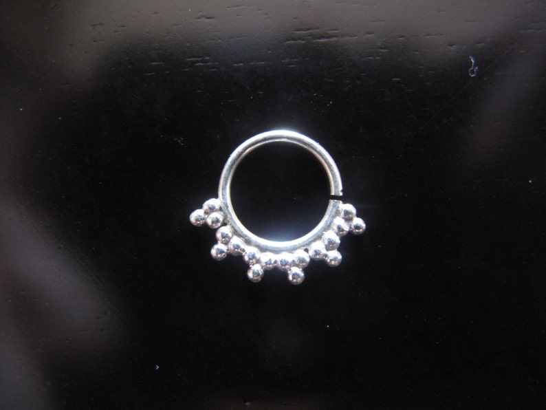 Silver Septum, Daith Piercing, Septum Ring, Tribal Sterling septum, Septum plain Silver, Tribal Silver septum, Septum for pierced nose image 1