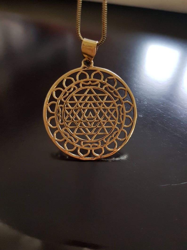 Sri Yantra pendant Brass Sacred geometry pendant Mandala | Etsy