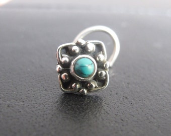 Turquoise Nose Stud,Turquoise Nose Pin,Silver Nose Stud, Silver nose screw,Indian Nose Ring,Gypsy Nose Stud, Nose Piercing,Boho nose Jewelry