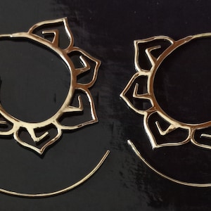 Brass Lotus Earrings, Petals earrings, Brass Tribal Earrings, Tribal Earrings , Spiral Earrings, Lotus flower earrings,