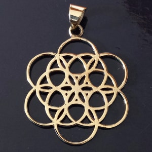 Ciondolo Fiore della Vita in Ottone, Ciondolo Geometria Sacra