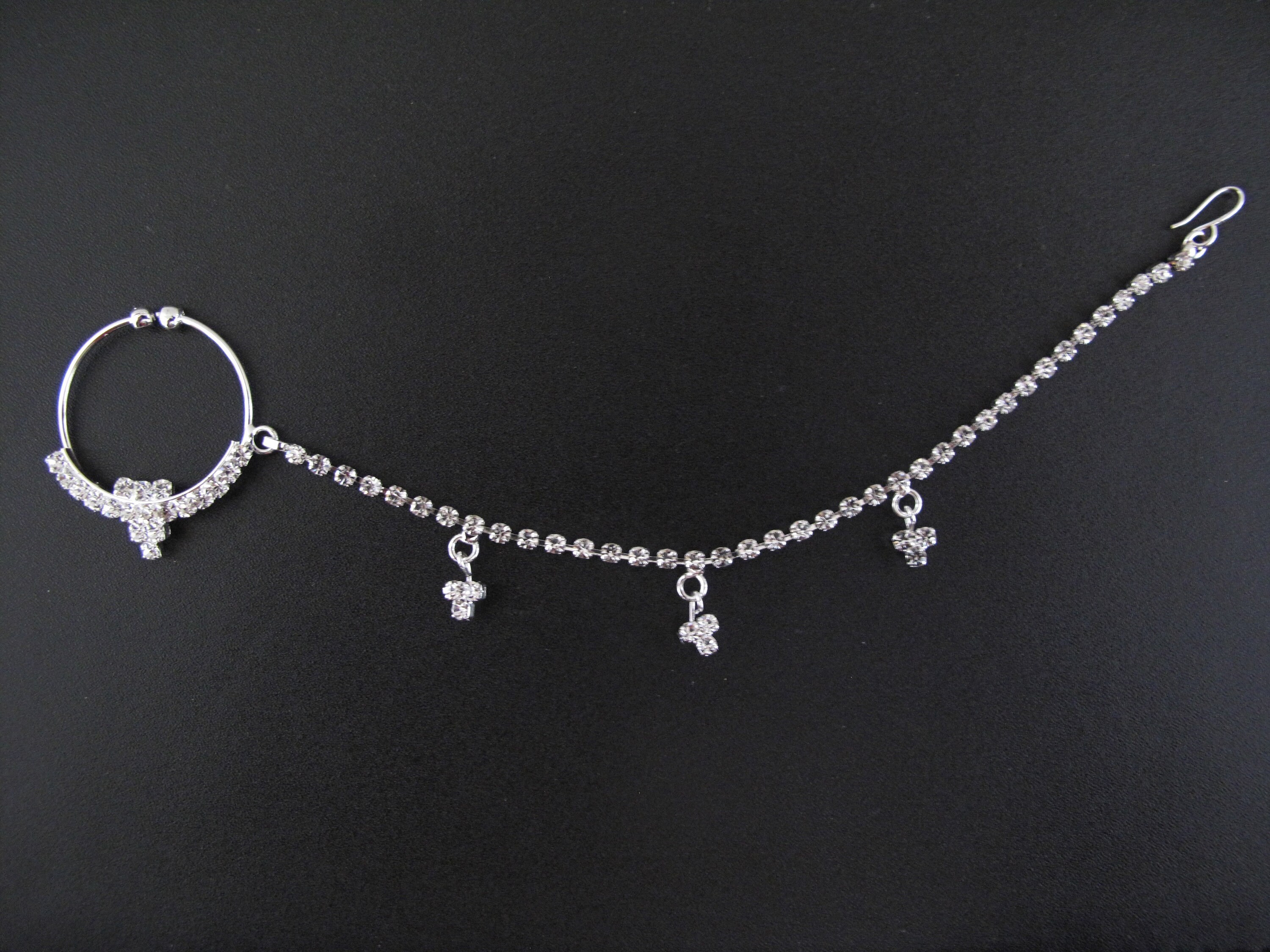 Fake indian nose ring with chain hot sale