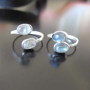 Moon Stone Silver Toe Ring, Silver toe ring, adjustable toe ring, Tribal toe ring image 2