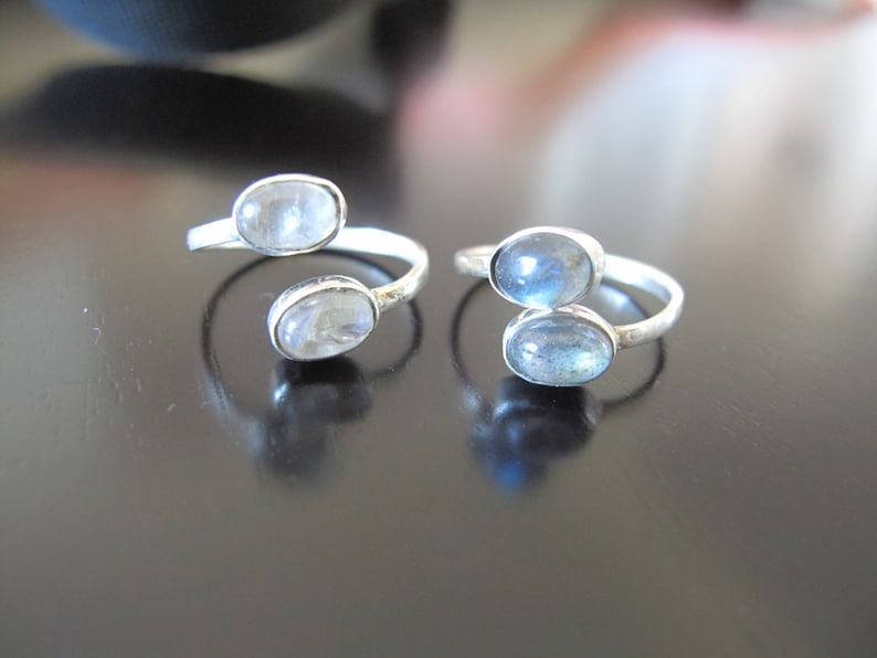 Moon Stone Silver Toe Ring, Silver toe ring, adjustable toe ring, Tribal toe ring image 2