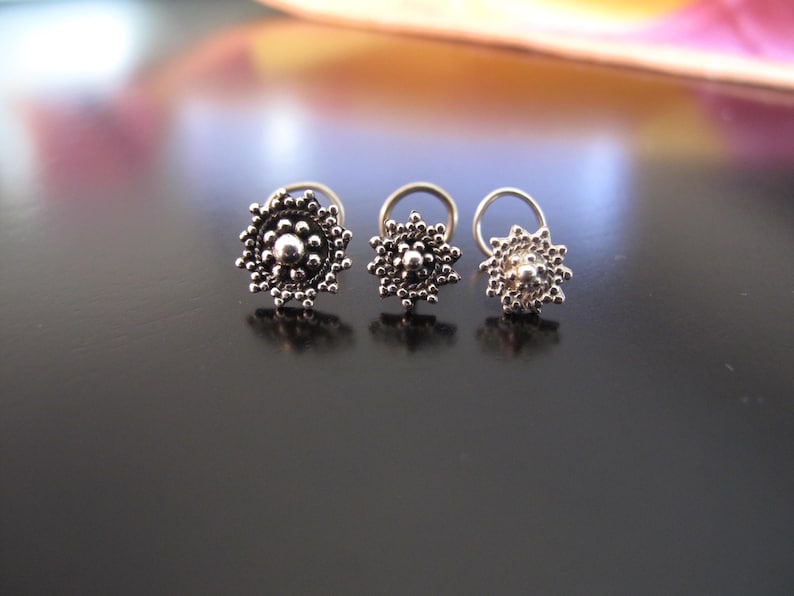 Silver Nose Ring, Nose Stud, Nose pin, Nose Ring, Indian Nose Ring,Nose Jewelry;Nose Piercing,Boho nose Jewelry,Tribal Nose Stud image 3