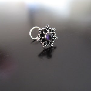 Amethyst Nose Stud,Amethyst Nose Ring, Nose Stud,Silver Nose Pin,Indian Nose Pin, Nose JewelryNose Piercing,Boho Nose Jewelry image 3