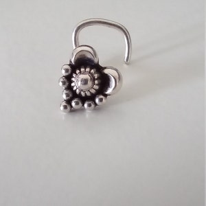 Lotus Flower Nose Ring,Flower Silver Nose Ring, Nose Ring, Indian Nose Ring, Body Jewelry, Nose Piercing, Boho Jewelry, Tribal Nose Stud