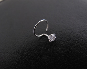 Zircon Nose Pin 2.5mm,Nose Ring,Silver Nose Ring, Nose Stud,Gypsy Nose Stud,Body Jewelry;Nose Piercing,Boho Jewelry,Tribal Nose Stud