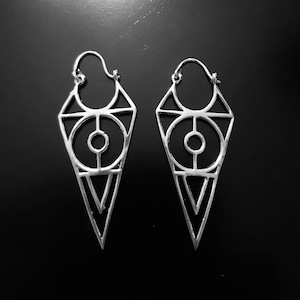 Brass Earrings, silver plated earrings, Tribal Earrings, ethnic Earrings , Earrings, sacred geometric earrings, hoop earrings