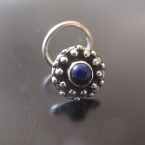 Lapiz Lazuli Nose Ring,Nose Ring,Silver Nose Ring,Indian Nose Ring,Nose Stud,Body Jewelry;Nose Piercing,Boho Jewelry